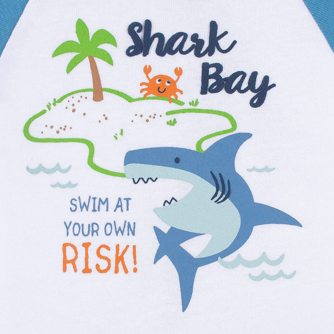 4-Pack Baby Boys Shark Bay Short Sleeve Onesies® Brand Bodysuits