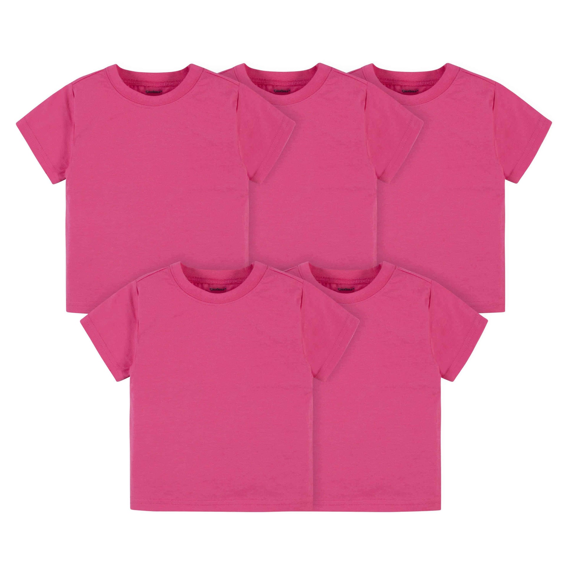 5-Pack Baby & Toddler Hot Pink Premium Short Sleeve Tees-Gerber Childrenswear