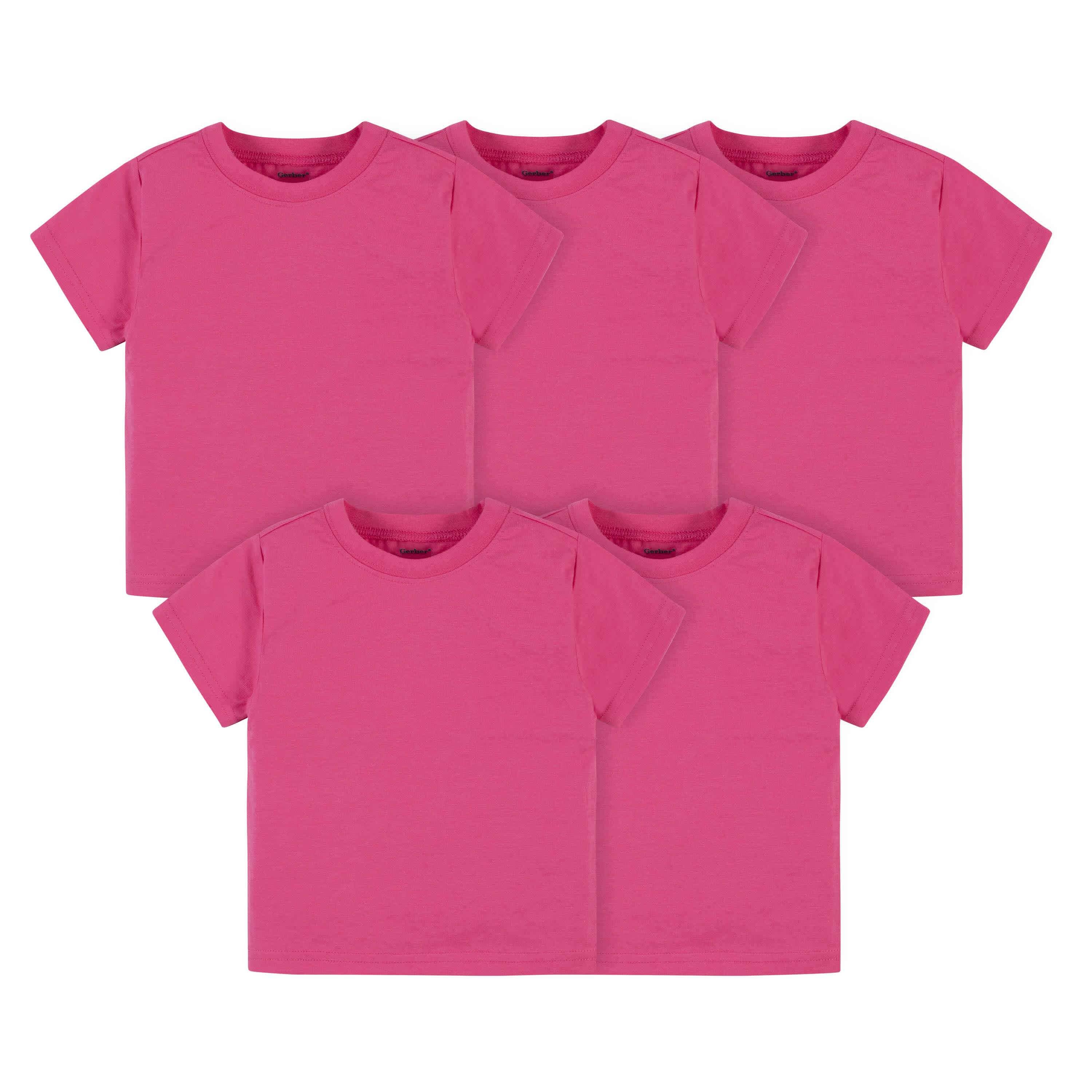5-Pack Baby & Toddler Hot Pink Premium Short Sleeve Tees-Gerber Childrenswear