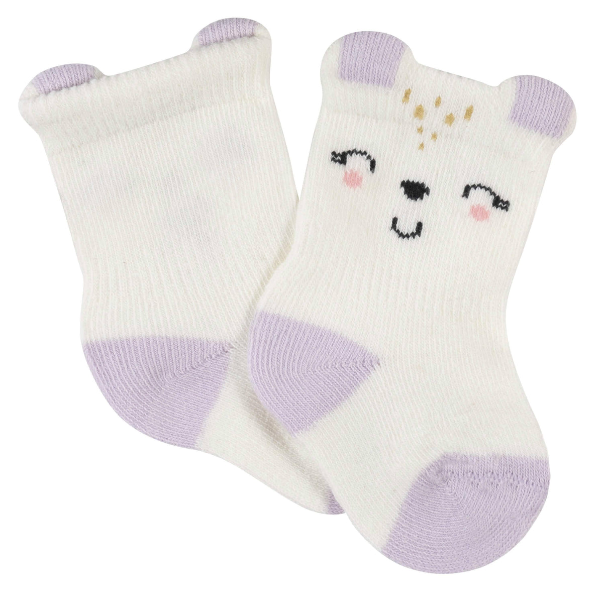 6-Pack Baby Girls Bunny Ballerina Wiggle-Proof™ Jersey Crew Socks-Gerber Childrenswear