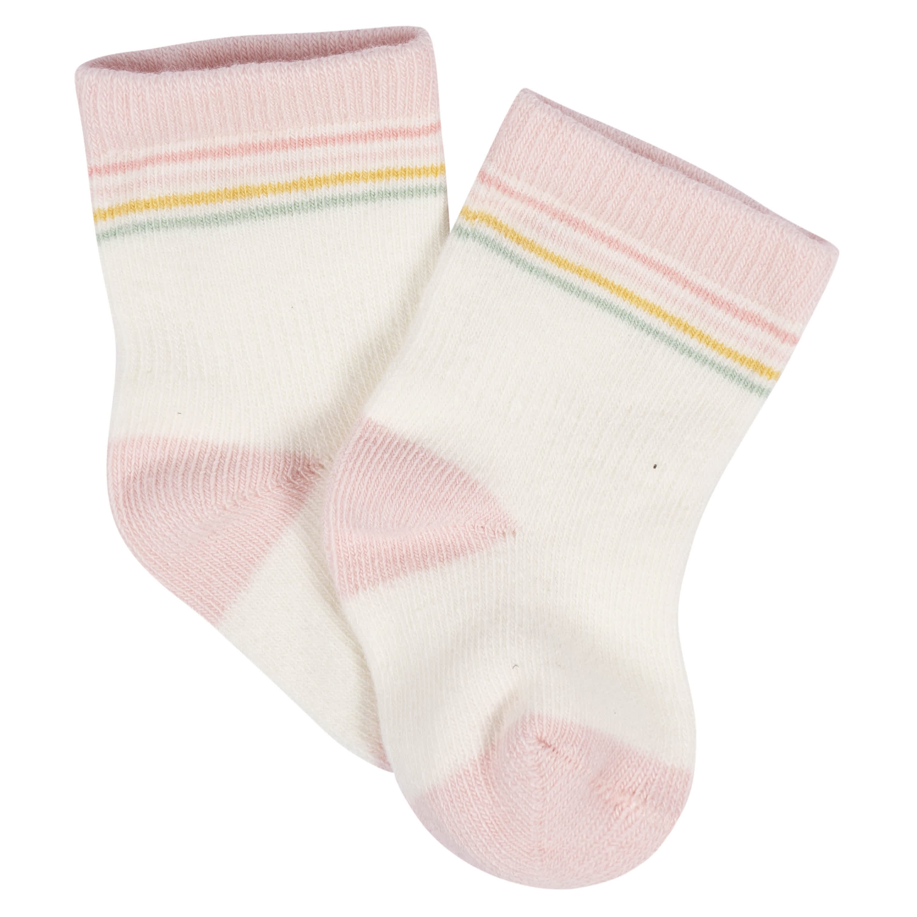 8-Pack Baby Girls Golden Floral Jersey Wiggle Proof® Socks