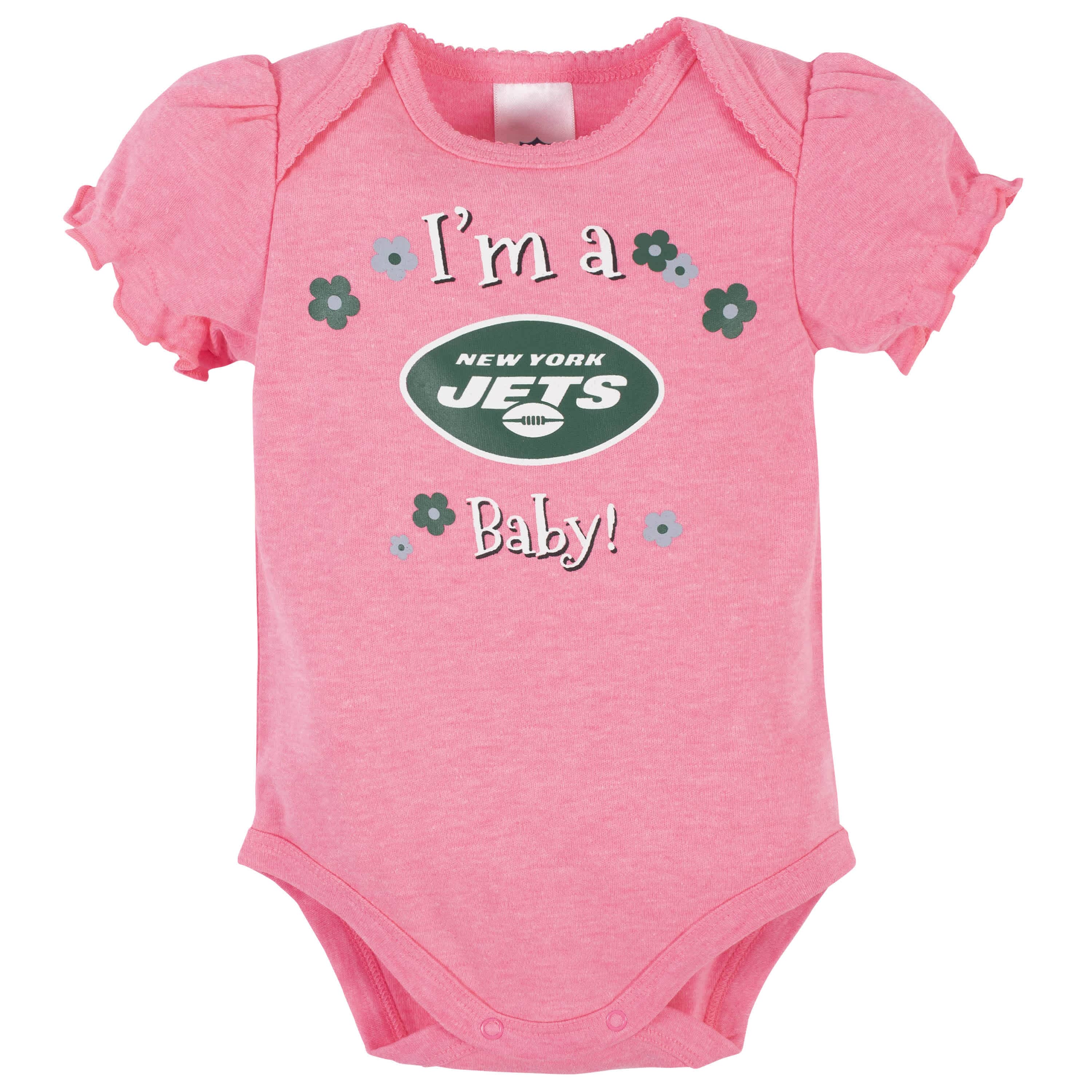 New York Jets Baby Girls Short Sleeve Bodysuits-Gerber Childrenswear
