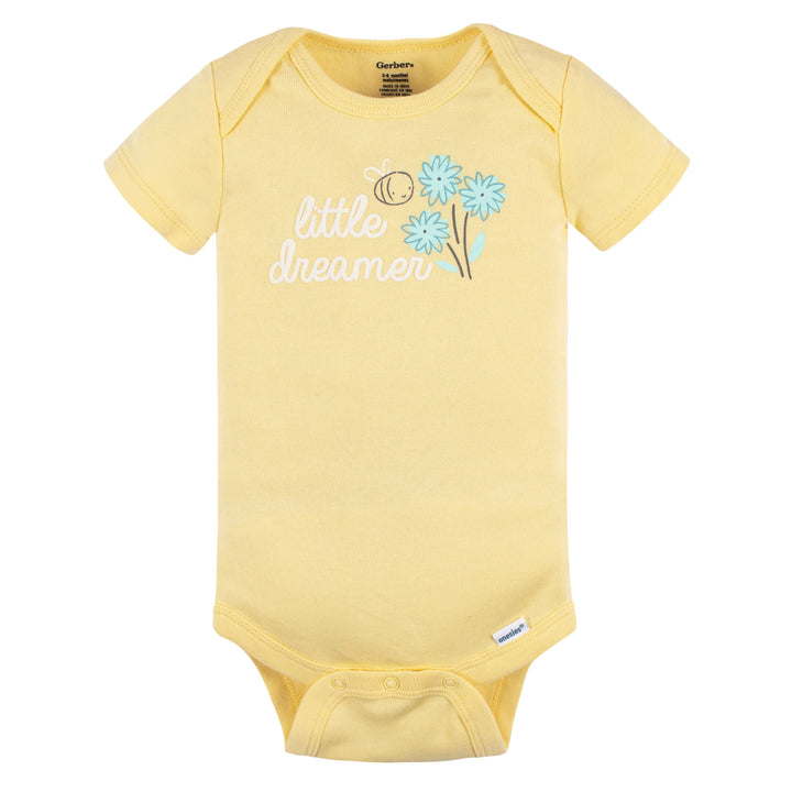 4-Pack Baby Girls Bee Petals Short Sleeve Onesies® Brand Bodysuits