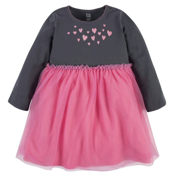 Baby & Toddler Girls Pink A Dots Long Sleeve Tulle Dress-Gerber Childrenswear