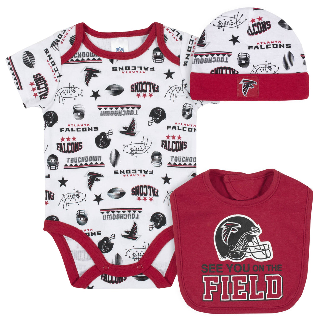Atlanta Falcons 3-Piece Baby Boys Bodysuit, Bib, and Cap Set-Gerber Childrenswear