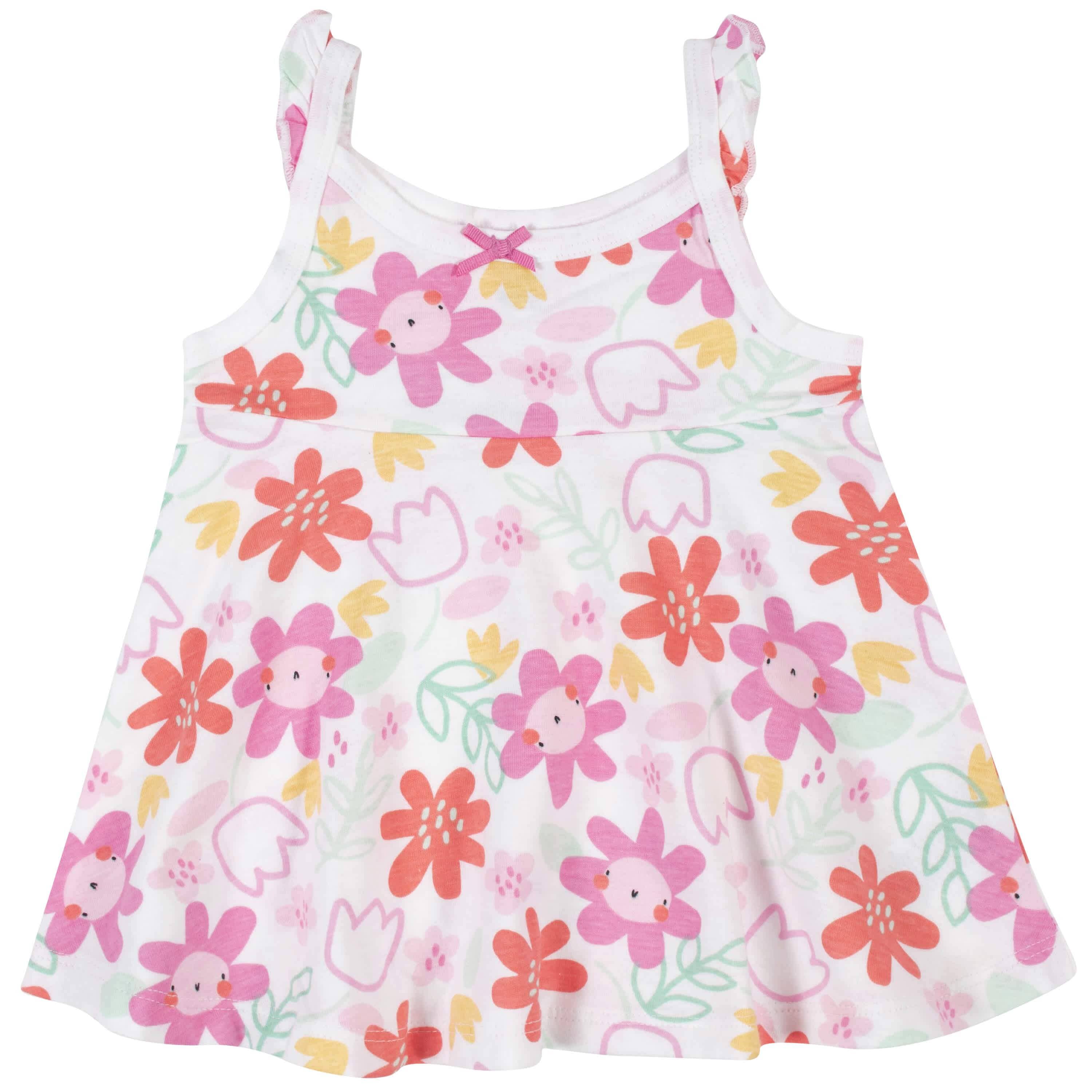 3-Piece Baby & Toddler Girls Garden Dress, Diaper Cover & Sun Hat Set-Gerber Childrenswear