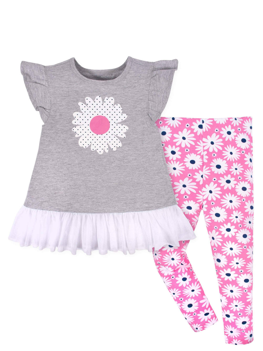 2-Piece Toddler Girls Daisies Tunic & Legging Set-Gerber Childrenswear