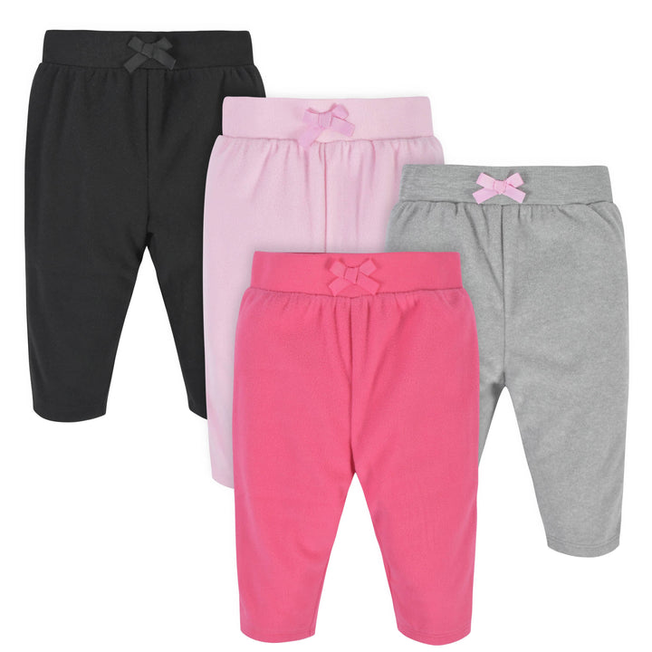4-Pack Baby Girls Pink, Gray, & Black Microfleece Pants-Gerber Childrenswear