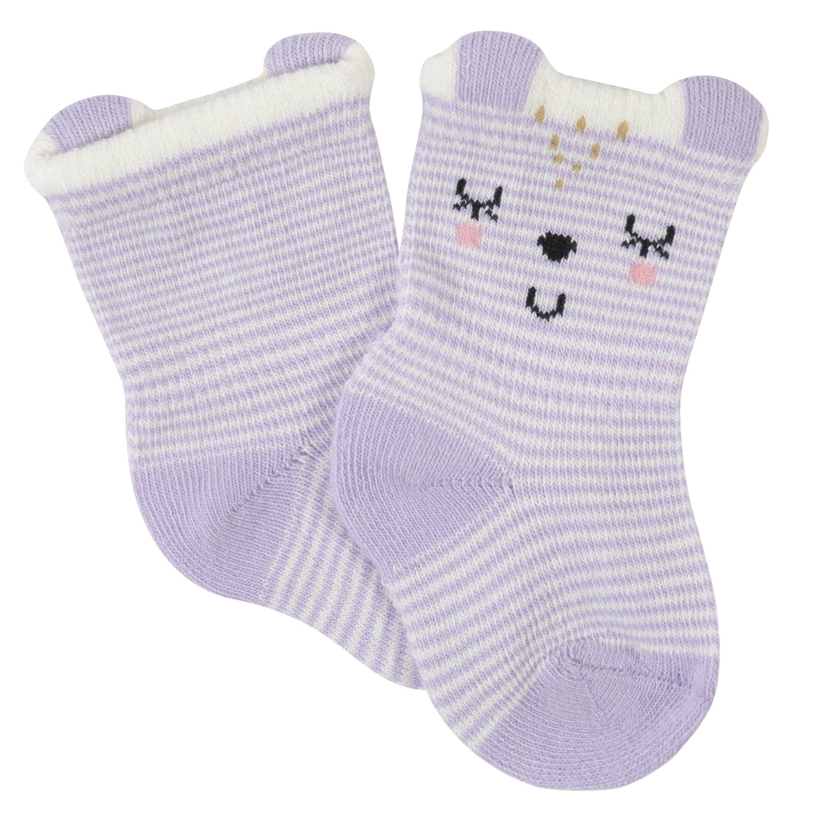 6-Pack Baby Girls Bunny Ballerina Wiggle-Proof™ Jersey Crew Socks-Gerber Childrenswear