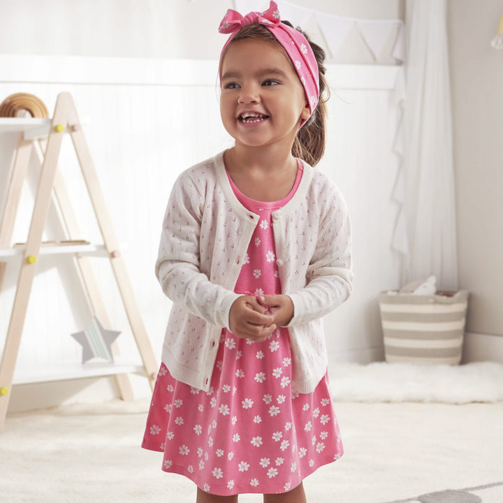Baby & Toddler Girls White Pointelle Cardigan-Gerber Childrenswear