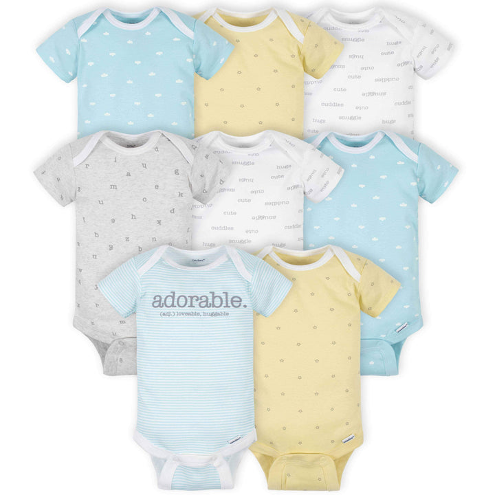8-Pack Baby Neutral Words Short Sleeve Onesies® Bodysuits-Gerber Childrenswear