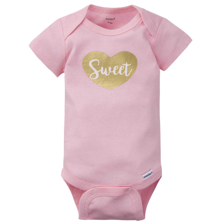 3-Pack Baby Girls' Princess Short Sleeve Onesies® Bodysuits-Gerber Childrenswear