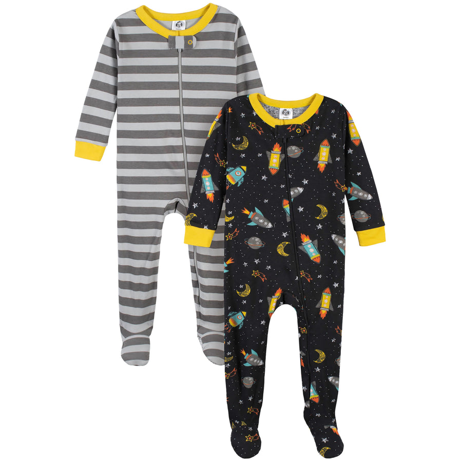 2-Pack Baby & Toddler Boys Blast Off Snug Fit Footed Cotton Pajamas-Gerber Childrenswear