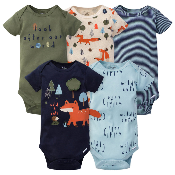 5-Pack Baby Boys Fox Short Sleeve Onesies® Bodysuits