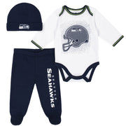 Seattle Seahawks 3-Piece Baby Boys Bodysuit, Pant, and Cap Set-Gerber Childrenswear
