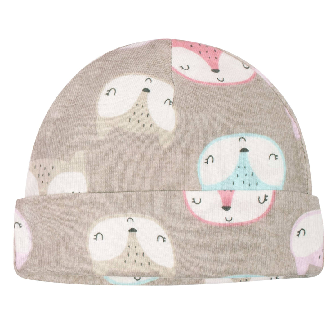 5-Pack Baby Girls Fox Caps-Gerber Childrenswear