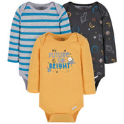 3-Pack Baby Boys Big Journeys Ahead Long Sleeve Onesies® Bodysuits