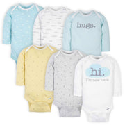 6-Pack Baby Neutral Words Long Sleeve Onesies® Bodysuits-Gerber Childrenswear