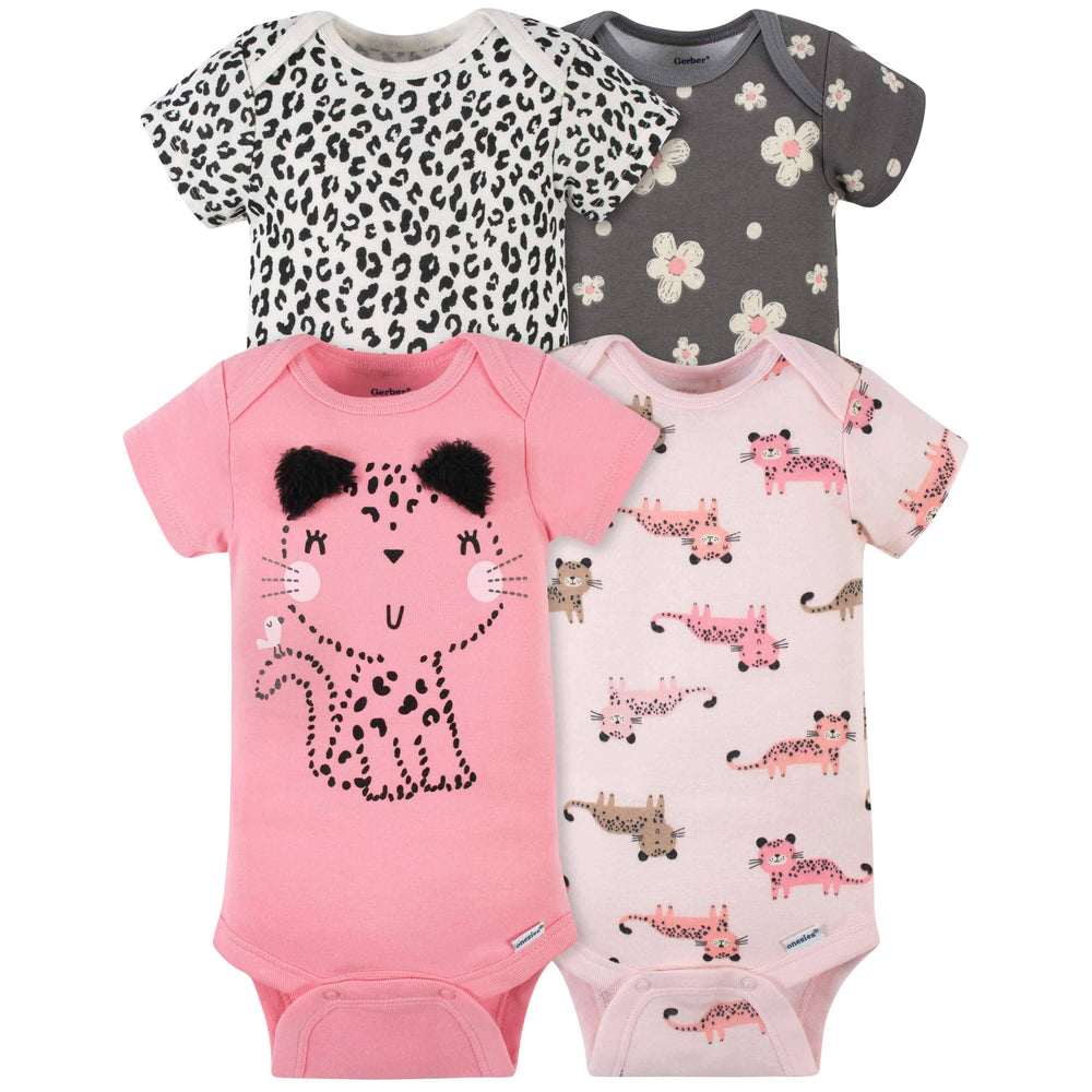 18-Piece Baby Girls Leopard Onesies® Bodysuit, Mitten, Cap, & Sock Set-Gerber Childrenswear