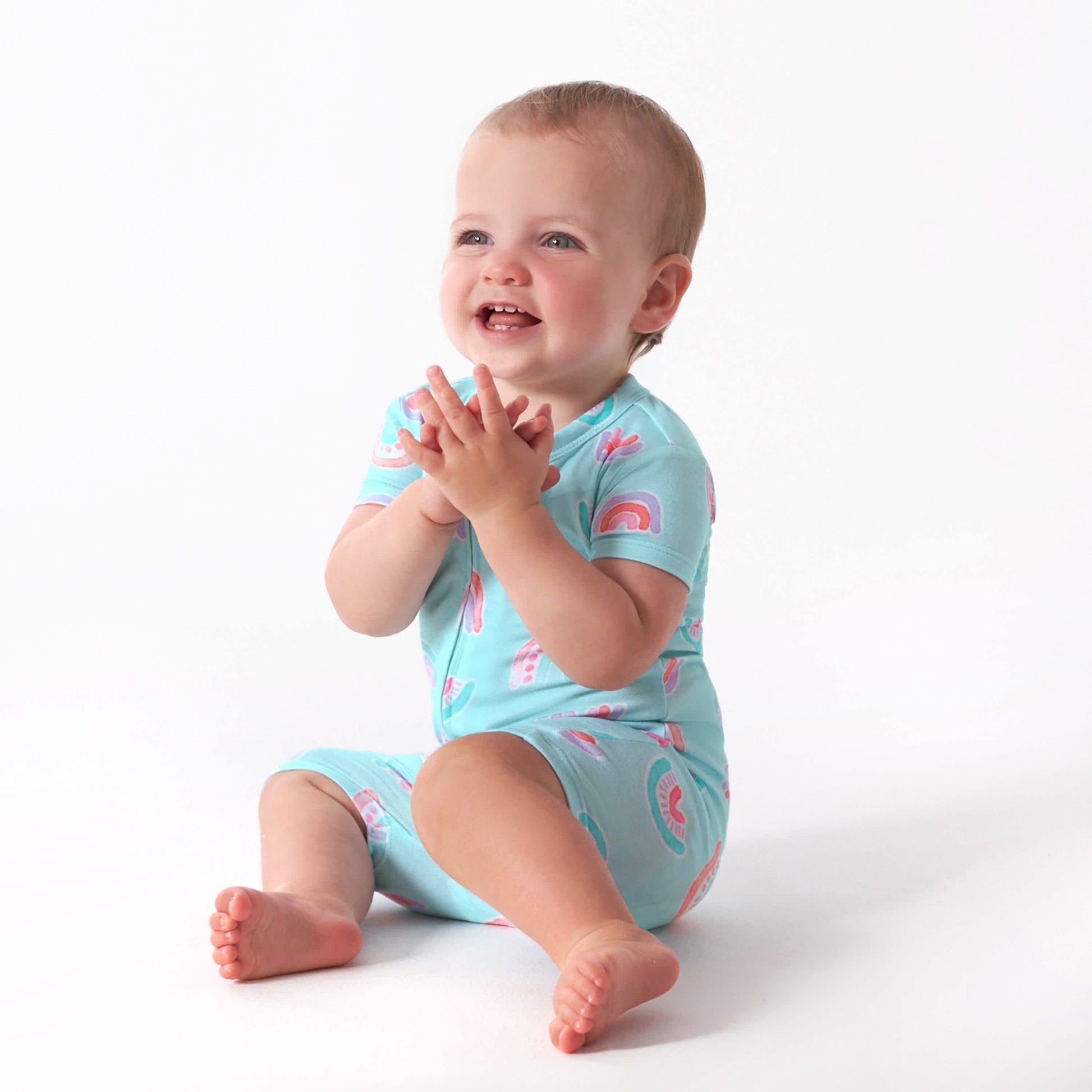 Baby Girls Rainbow Buttery-Soft Viscose Made from Eucalyptus Snug Fit Romper