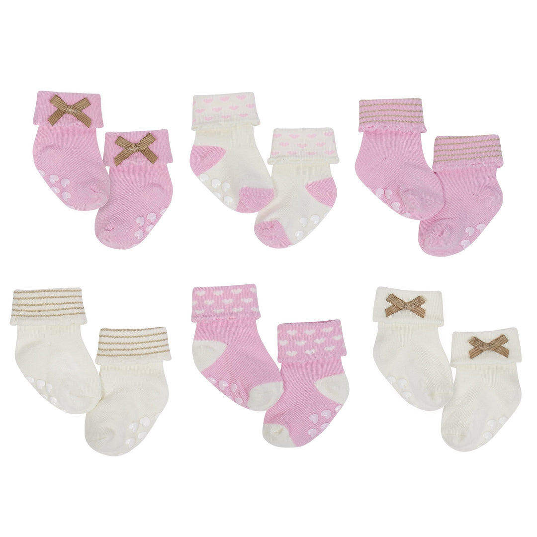 Baby Girl 6-pack Bunny Wiggle Proof Bootie Socks-Gerber Childrenswear