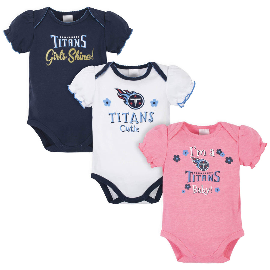Tennessee Titans Baby Girls Short Sleeve Bodysuits-Gerber Childrenswear