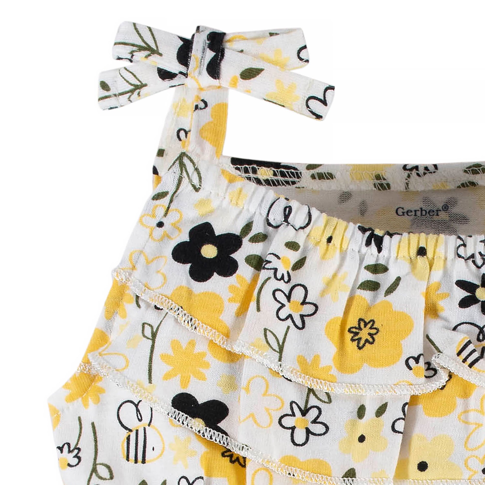2-Pack Baby & Toddler Girls Bee Garden Tank Rompers-Gerber Childrenswear