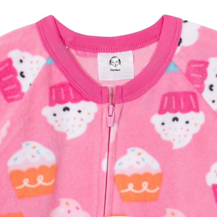 Gerber® 4-Pack Toddler Girls Cupcakes & Donuts Fleece Pajamas-Gerber Childrenswear