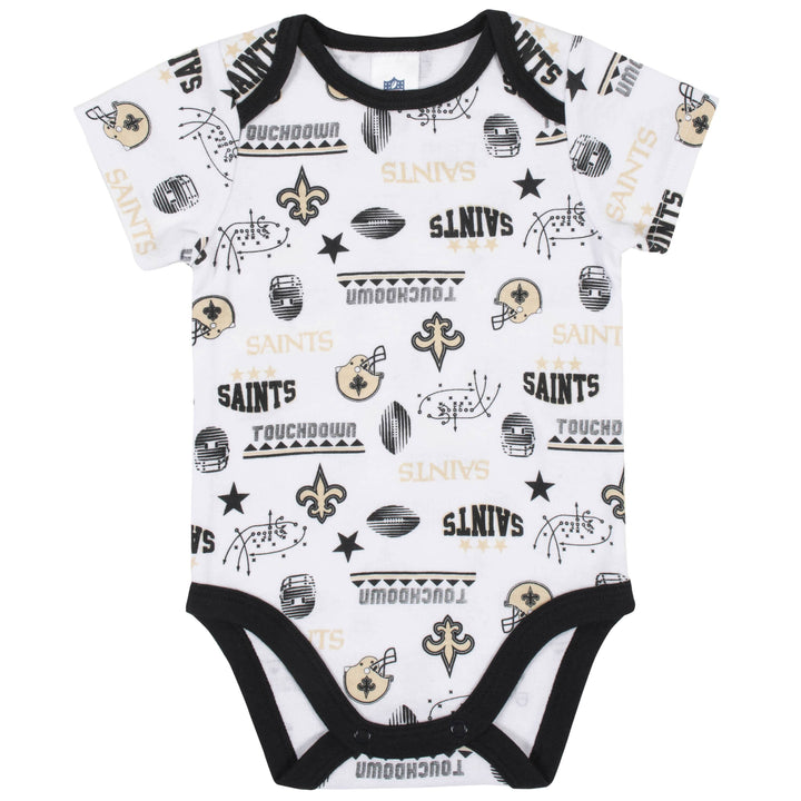 New Orleans Saints 3-Piece Baby Boys Bodysuit, Bib, and Cap Set-Gerber Childrenswear