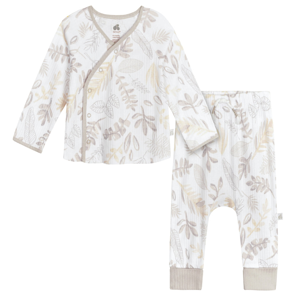 2-Piece Baby Neutral Natural Leaves Take Me Home Set