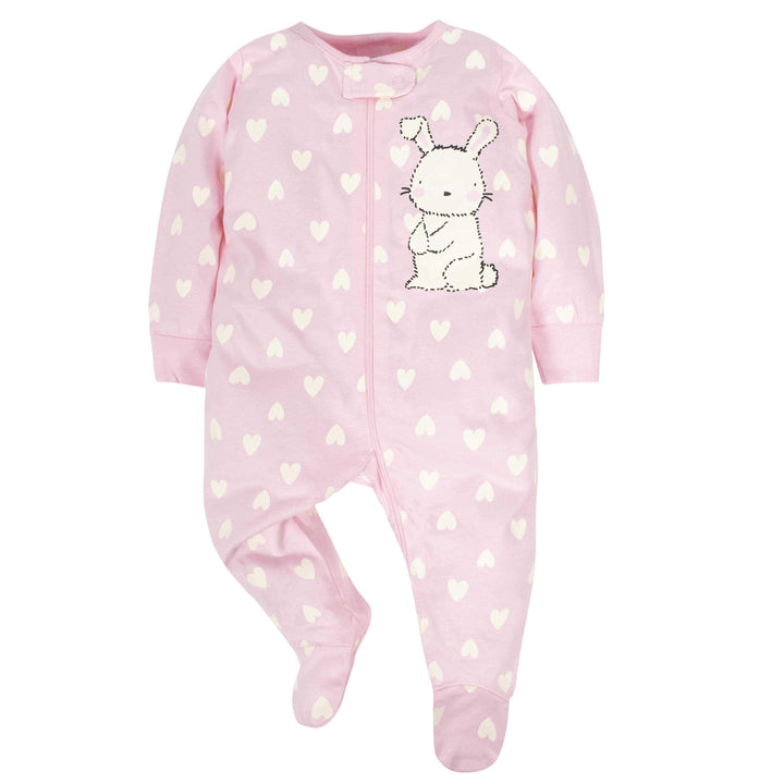 18-Piece Baby Girls Bunny Sleep 'N Play, Onesies® Bodysuit, and Burpcloth Set-Gerber Childrenswear