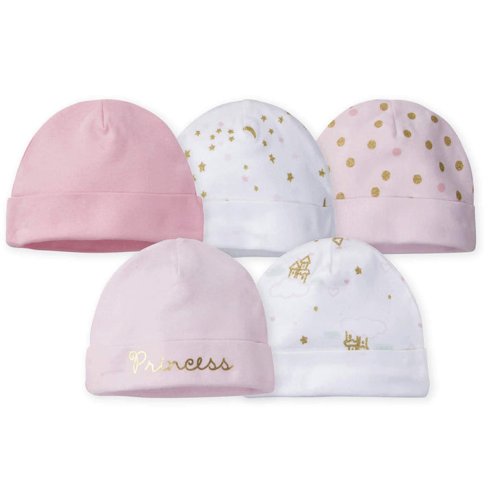 5-Pack Baby Girls Castle Caps-Gerber Childrenswear