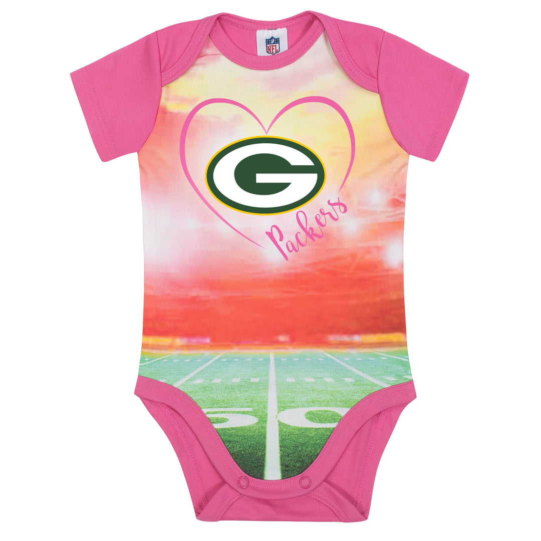 Green Bay Packers Baby Girl Short Sleeve Bodysuit-Gerber Childrenswear