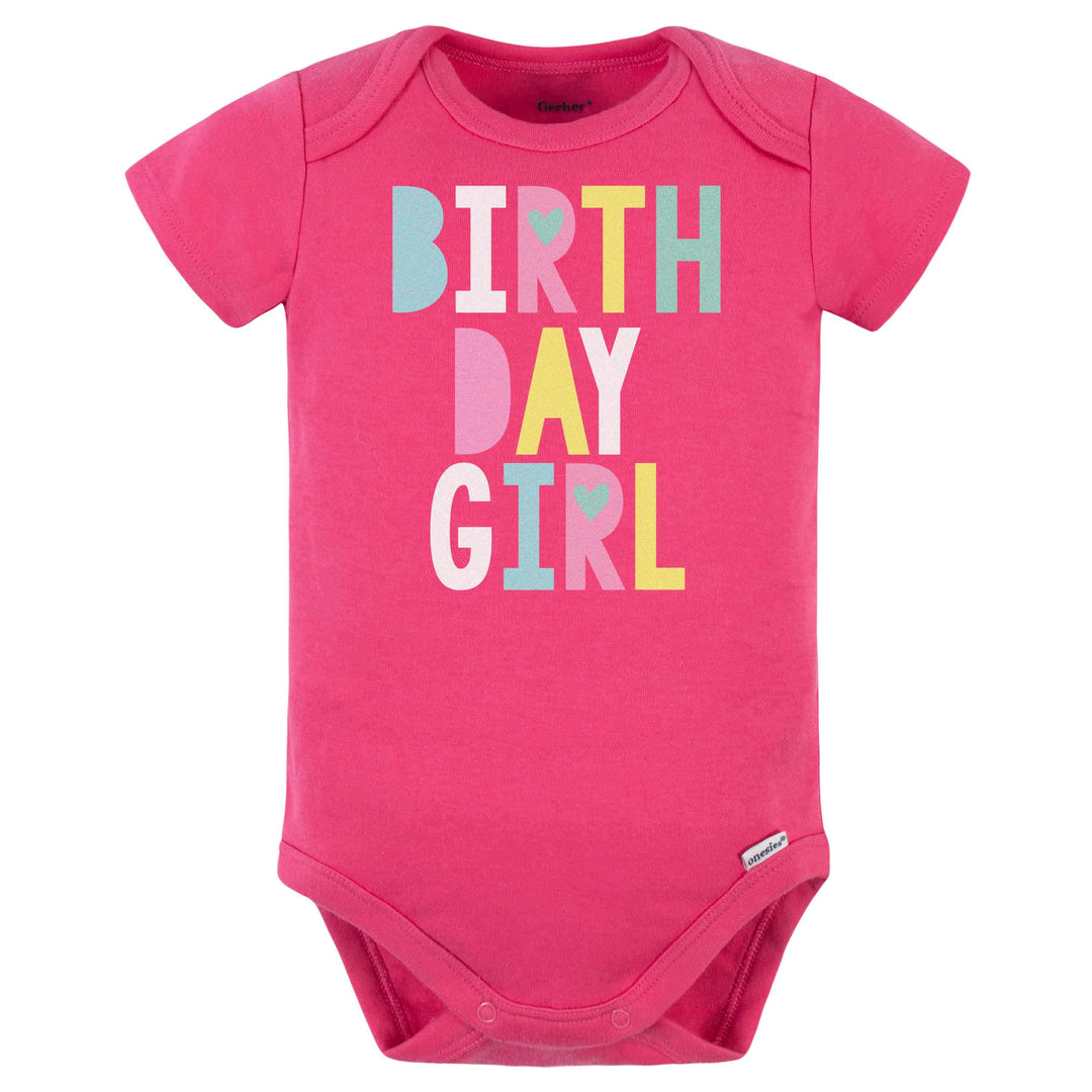 Baby Girl "Birthday Girl" Short Sleeve Onesies® Bodysuit-Gerber Childrenswear