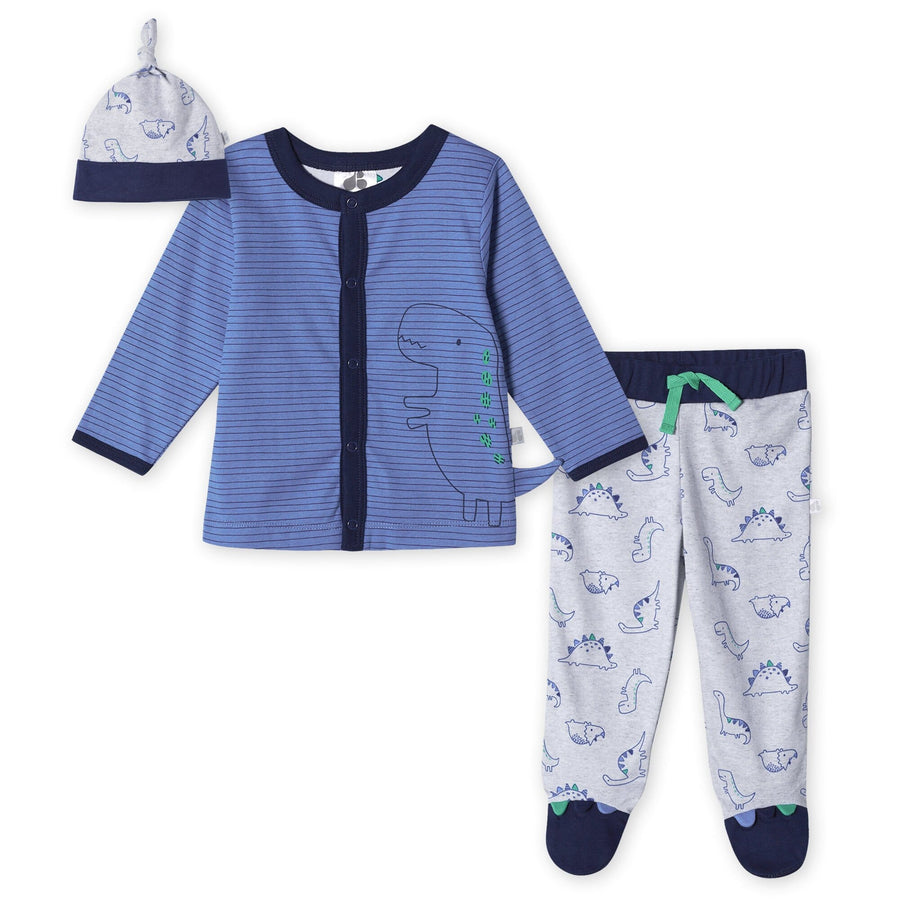 Organic Baby Boys 3-Piece Lil' Dino Shirt, Pants & Cap Set-Gerber Childrenswear