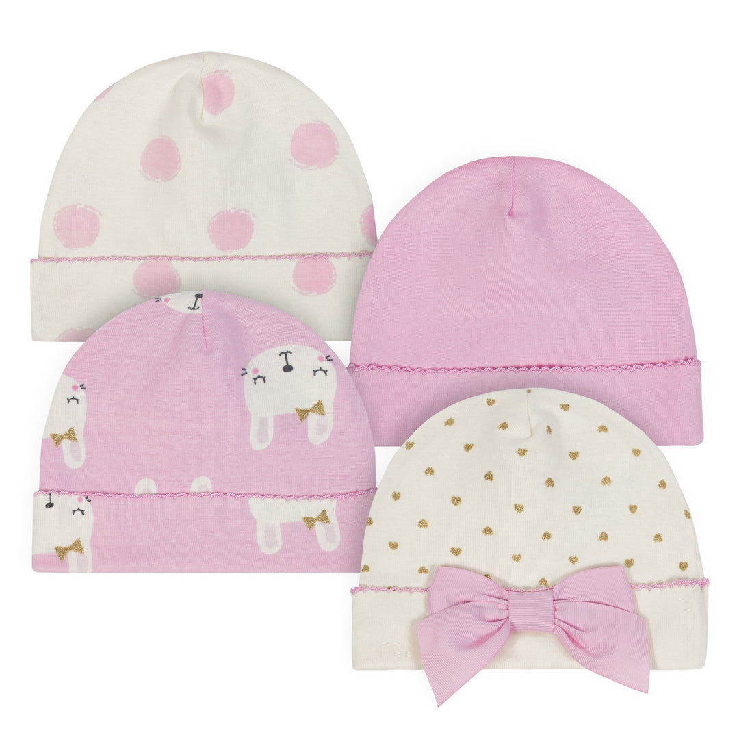 Baby Girl 4-pack Bunny Infant Caps-Gerber Childrenswear