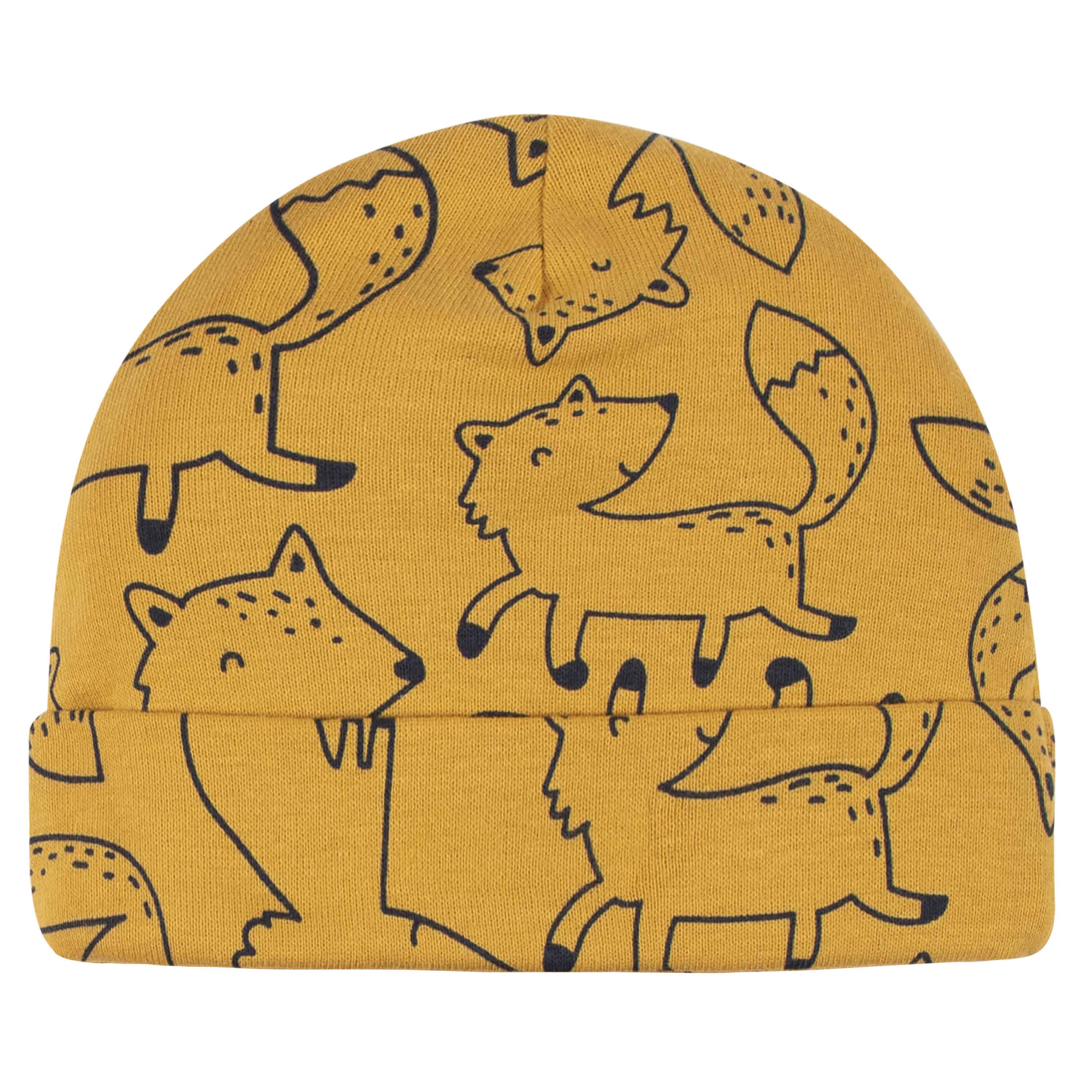 8-Piece Baby Boys Fox Caps & Mittens Set-Gerber Childrenswear