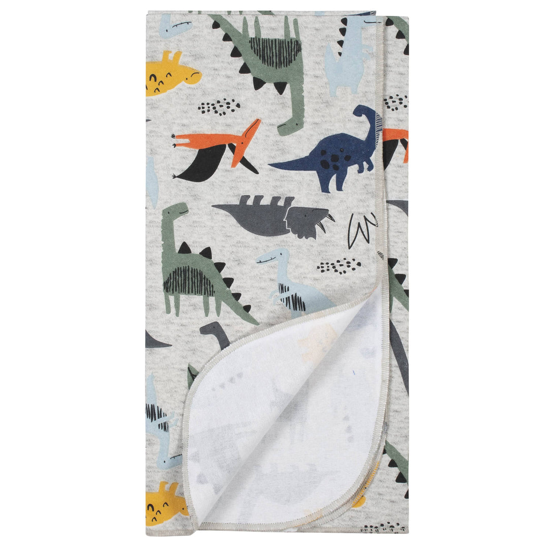 4-Pack Boys Dino Flannel Receiving Blankets-Gerber Childrenswear