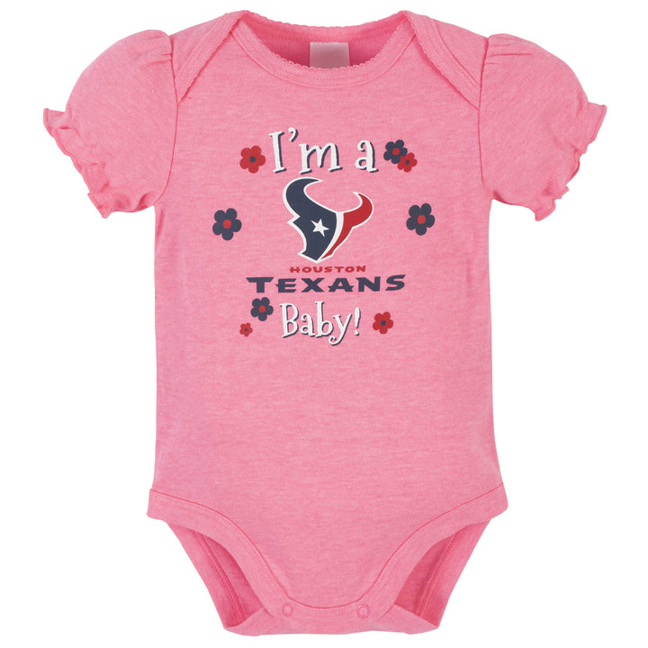 Houston Texans Baby Girls Short Sleeve Bodysuits-Gerber Childrenswear