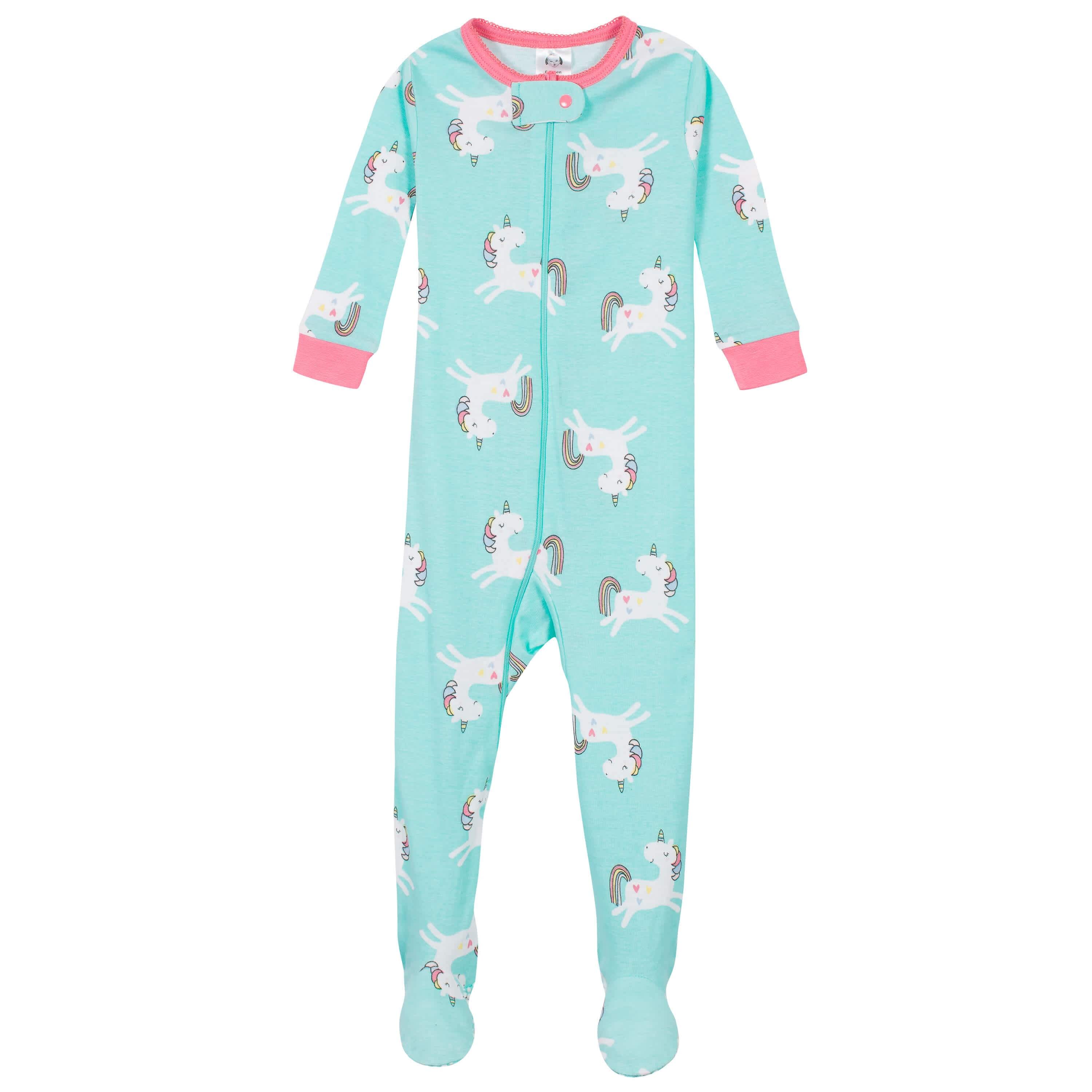 4-Pack Baby & Toddler Girls Unicorns & Cats Snug Fit Footed Cotton Pajamas-Gerber Childrenswear
