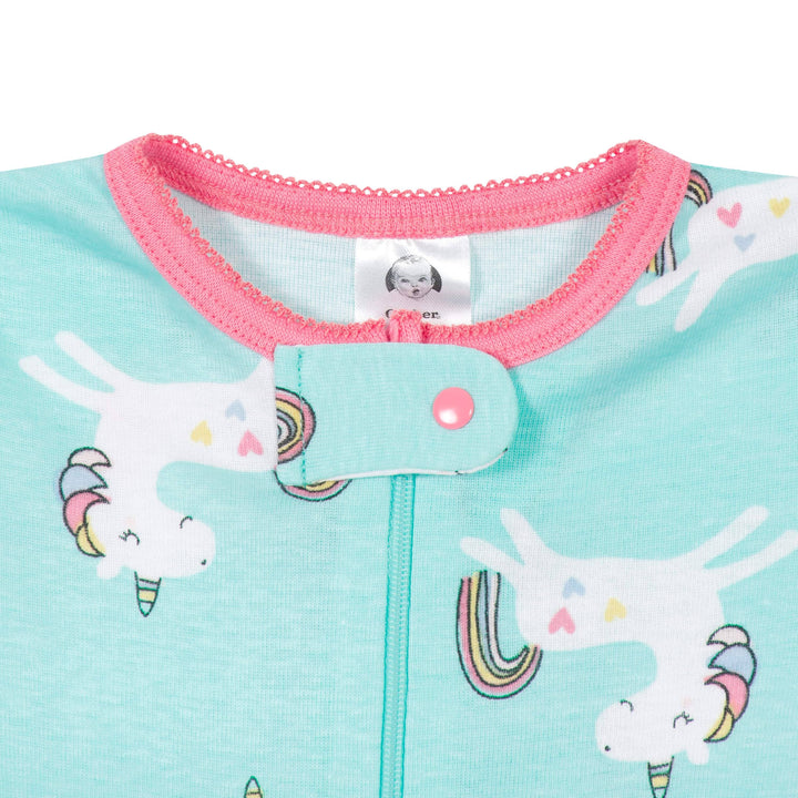 4-Pack Baby & Toddler Girls Unicorns & Cats Snug Fit Footed Cotton Pajamas-Gerber Childrenswear