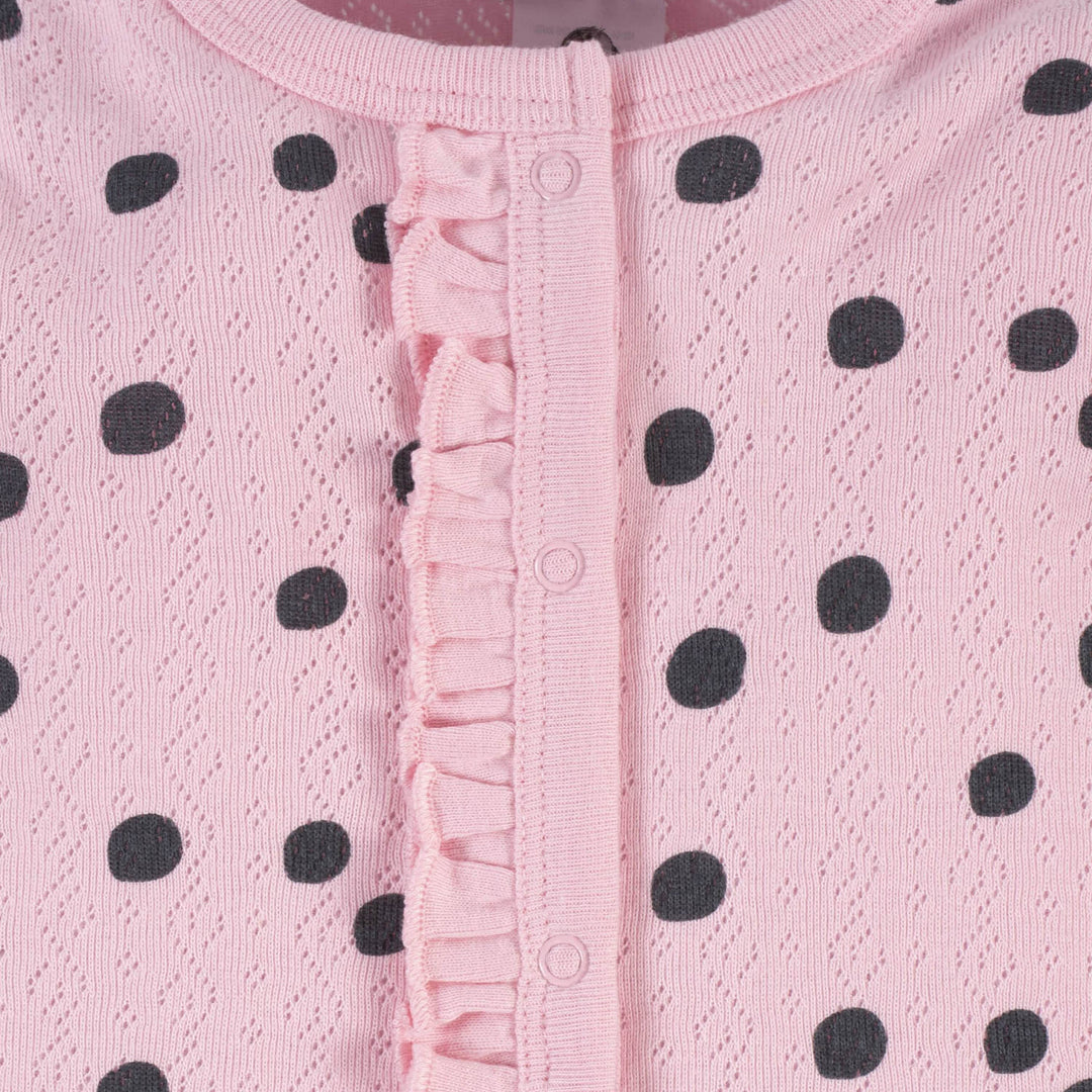 2-Piece Baby Girls Pink A Dots Coverall & Headband Set-Gerber Childrenswear