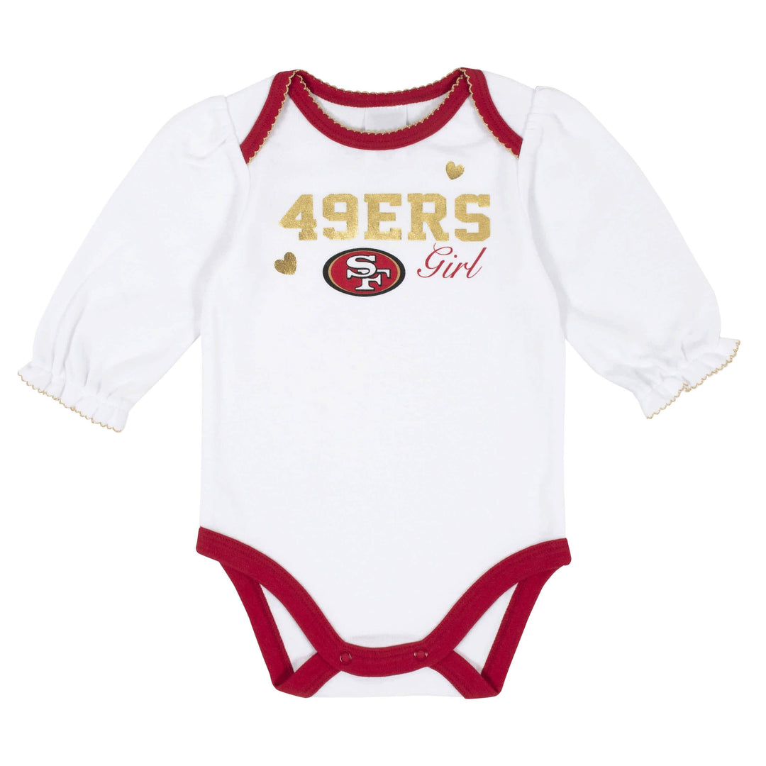 San Francisco 49ers Baby Girls Long Sleeve Bodysuits-Gerber Childrenswear