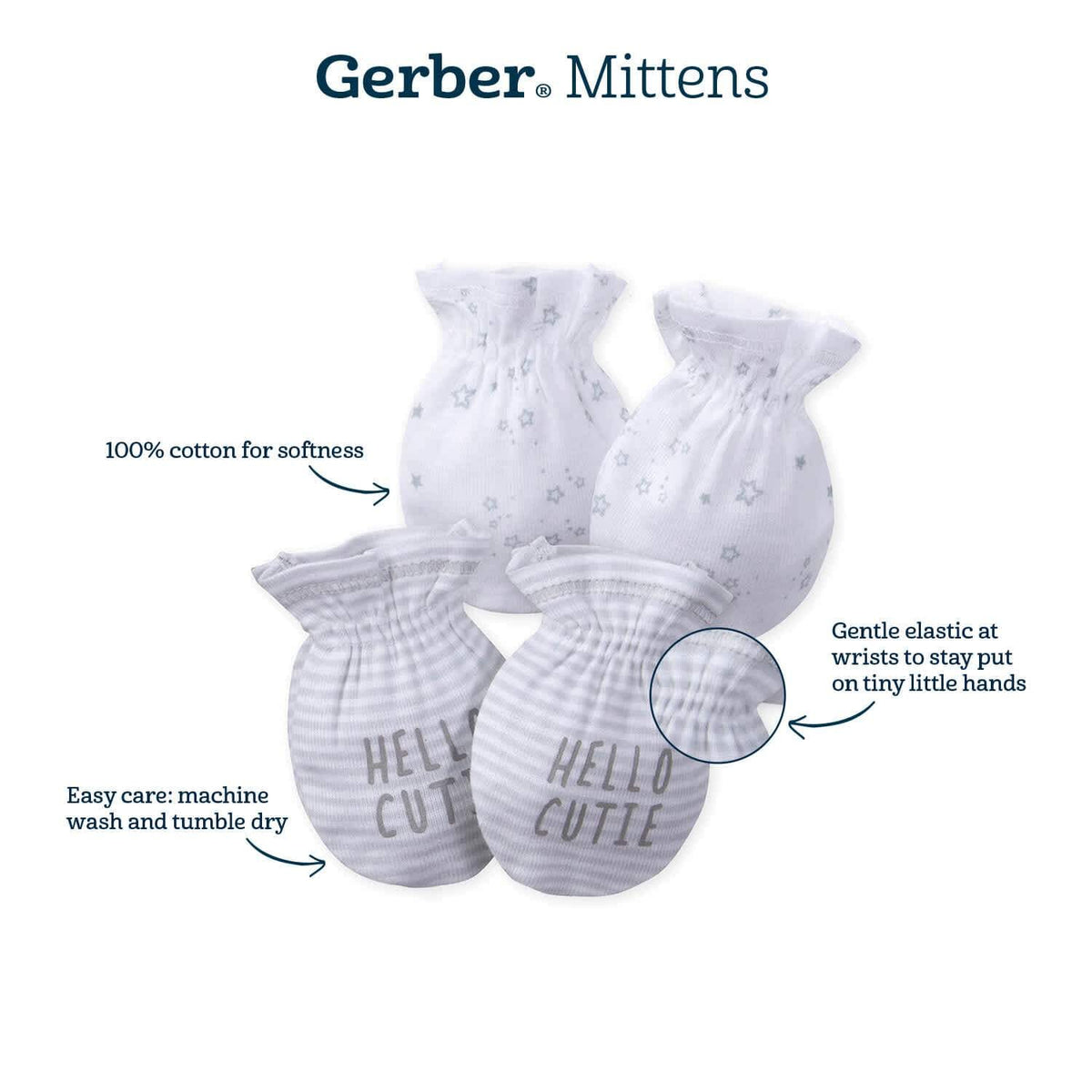 4-Pack Baby Girls Bunny Ballerina No Scratch Mittens-Gerber Childrenswear