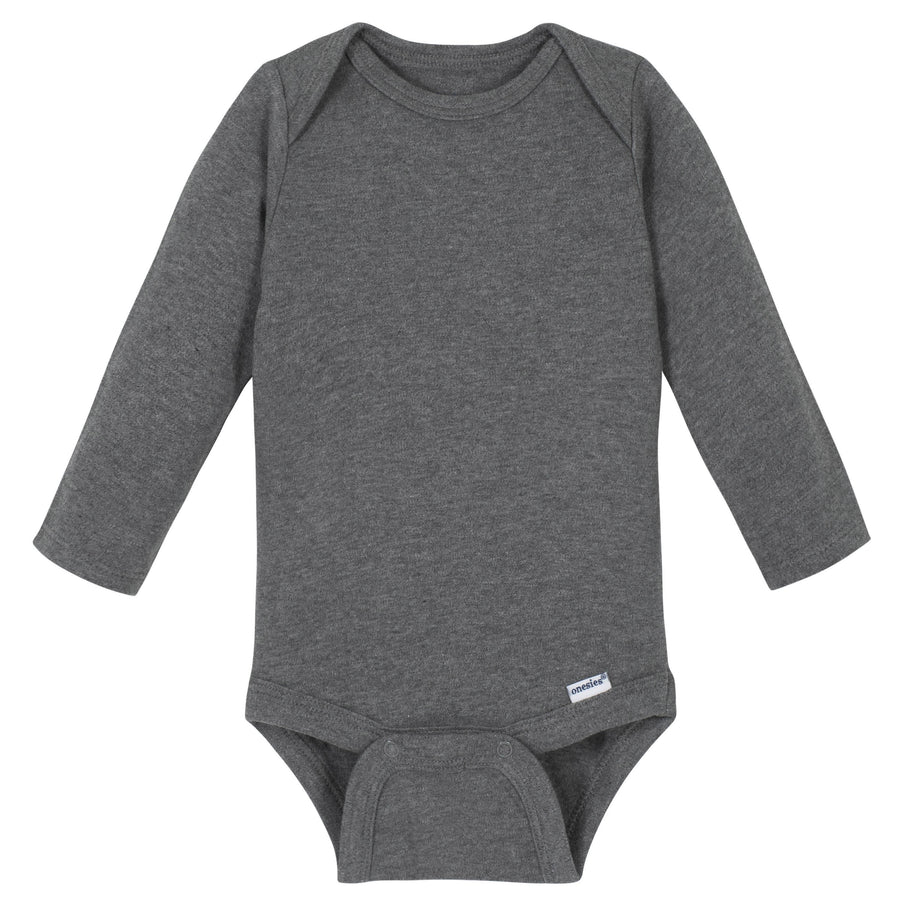 Premium Long Sleeve Onesies® Bodysuit - Gray-Gerber Childrenswear
