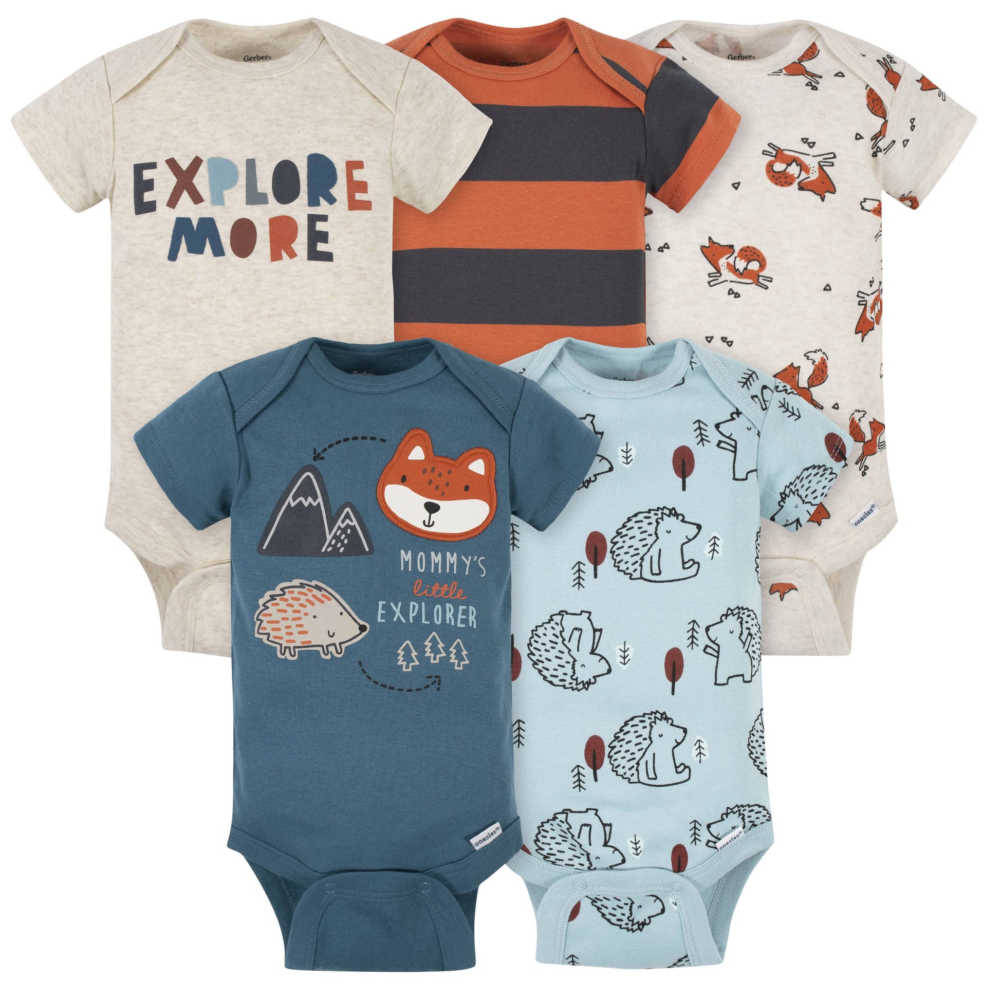 5-Pack Baby Boys Fox Short Sleeve Onesies® Bodysuits-Gerber Childrenswear