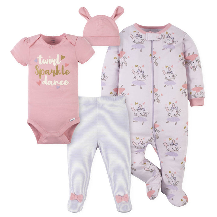 4-Piece Baby Girls Bunny Ballerina Outfit Set-Gerber Childrenswear