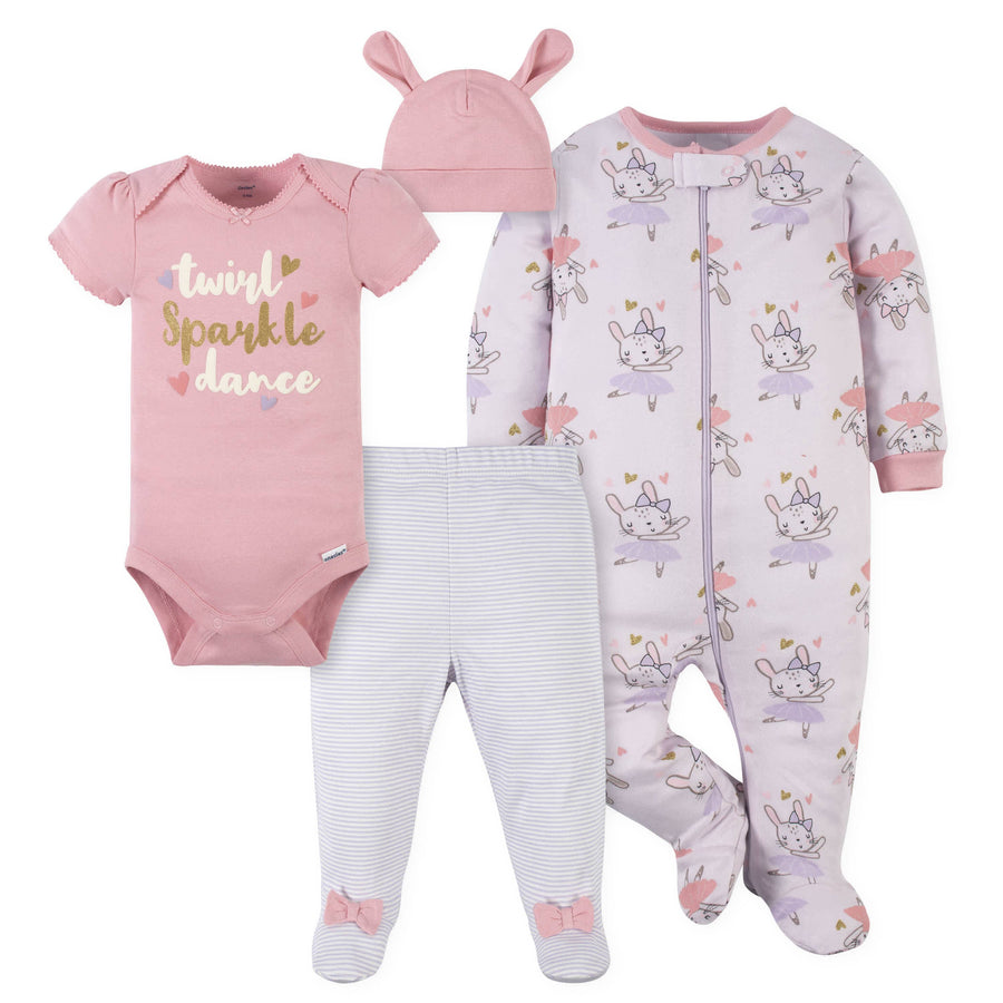 4-Piece Baby Girls Bunny Ballerina Outfit Set-Gerber Childrenswear