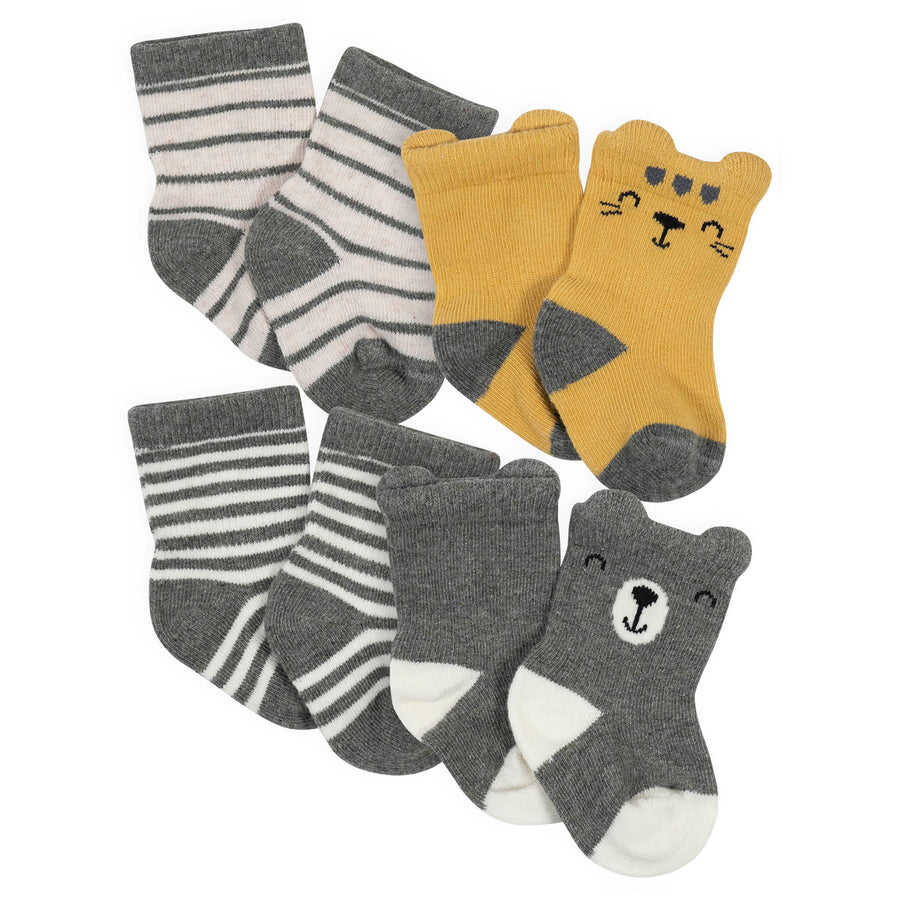 4-Pack Baby Boys Lion Organic Wiggle Proof™ Socks