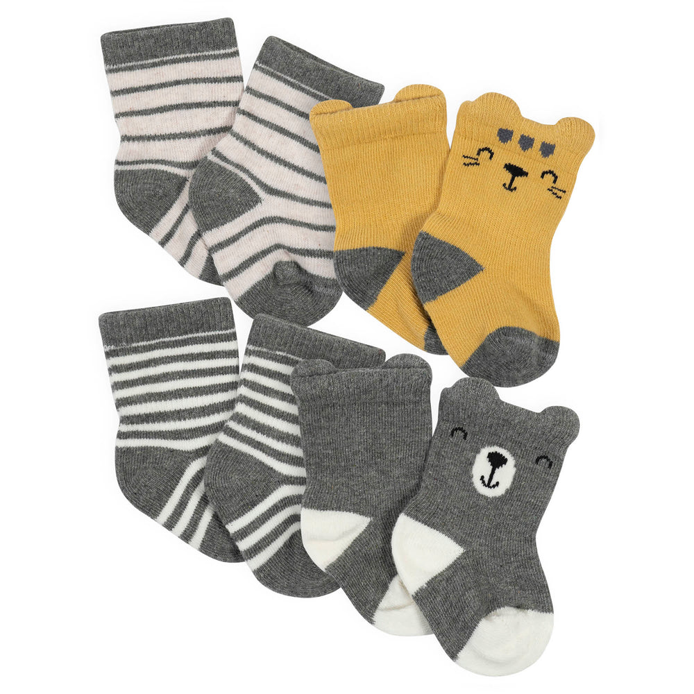10-Pack Baby Boys Lion & White Wiggle Proof® Socks